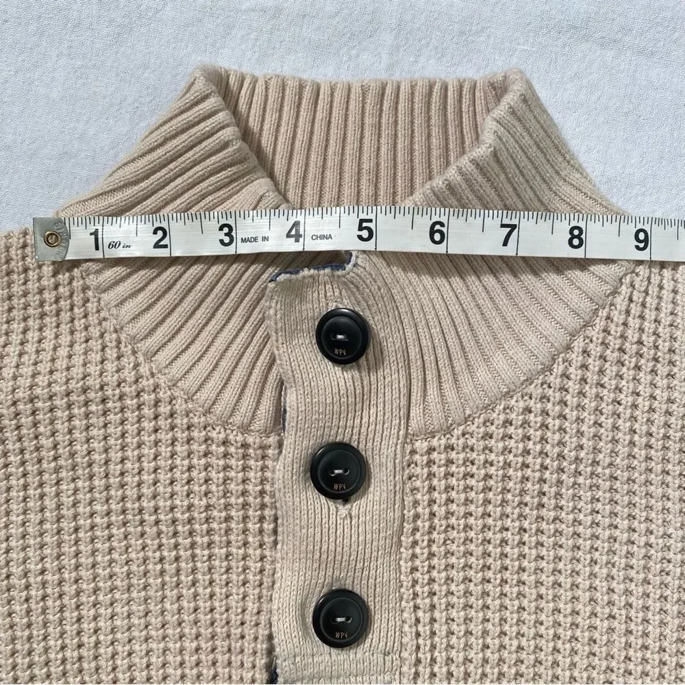 Weatherproof Vintage Mock Neck Shaker Knit Sweater Beige Men’s Size M